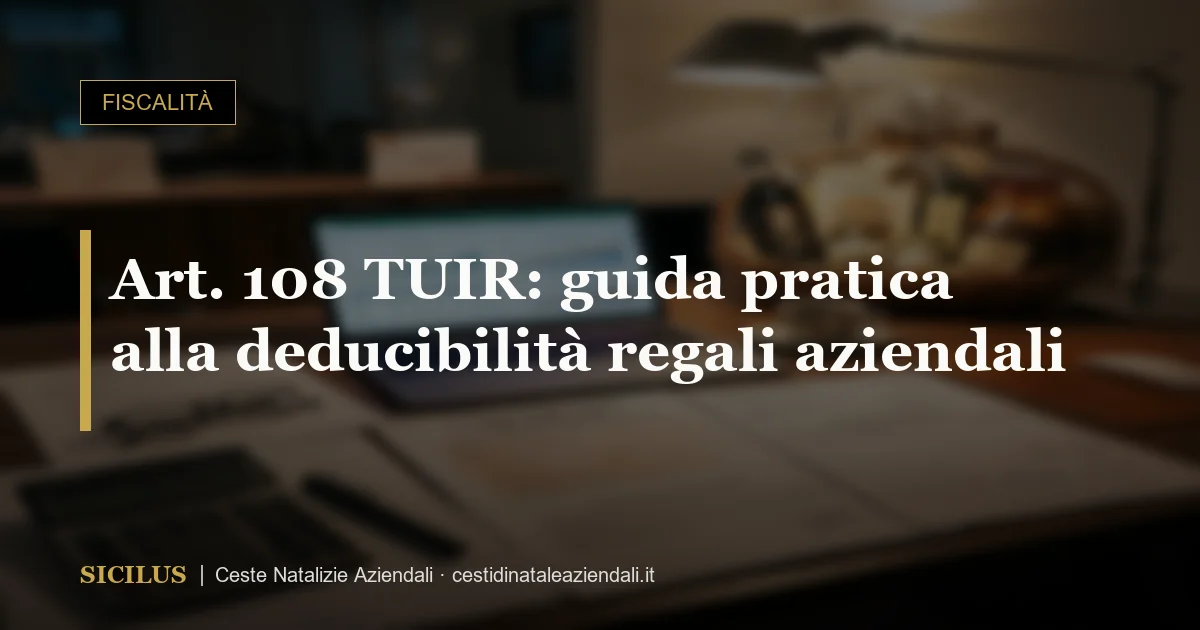 Art. 108 TUIR: guida pratica alla deducibilità regali aziendali